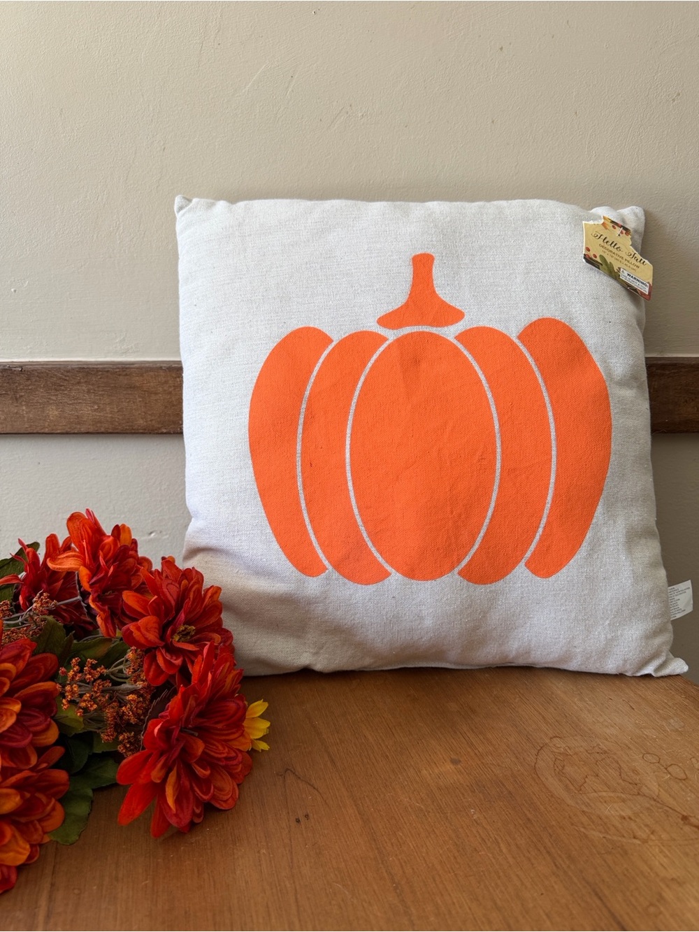 Home Holiday Orange Pumpkin Throw Pillow -